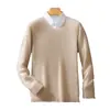 Suéter de Lã Liso de Gola Redonda Novo 2025, Suéter de Lã Casual Fashion Novo Outono/Inverno, Tricô para Homens, Dropshipping Transfronteiriço