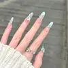 Uñas Postizas Edición Año Nuevo 2026 Rojo Retro Cisne Lunares Francés Ojo de Gato Moño Brillante Blanco Piezas de Uñas Postizas