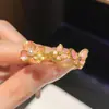 Libro Rojo Pequeño Explosiones Barbie Princesa Baile Mariposa Rosa Oro Esmalte Anillo Femenino Versalles Pera Perlada Hortensia Anillo de Dedo