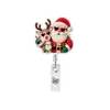 Porta-cartão de Natal de fio grosso, clipe jacaré médico retrátil, porta-crachá de fácil puxar, carretel médico giratório para presente