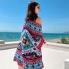 Verano Nuevo Bufanda de Seda Chal Protector Solar para Mujer Bufanda Exterior de Doble Uso para la Playa Estilo Étnico Foto de Viaje Bufanda Delgada