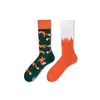 Calcetines de Moda Originales Asimétricos Estilo AB para Mujer Calcetines de Algodón de Verano Zhejiang Arte de Dibujos Animados Personalizado Calcetines de Algodón de Tubo Medio para Hombres y Mujeres
