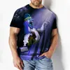 2024 comercio exterior transfronterizo verano nuevo gallo europeo y americano impresión digital 3D manga corta cuello redondo camiseta top para hombre