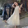 Verão 2026 Nova Moda Casual Simples Elegante Doce Redutor de Idade Refrescante Estampado Decote Halter Vestido de Chiffon