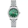 Novo Estilo de Relógio Feminino com Toque de Luxo, Relógio Feminino de Calendário de Nicho Atacado, Réplica Clássica de Quartzo com Strass Pulseira de Aço Relógio Feminino