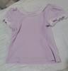 Punto de Verano para Niñas Camiseta Dulce con Cuello de Encaje Corte Calado Manga Corta Abullonada Estilo K