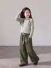 Conjunto de Otoño de Moda para Niñas Mayores 2026 Nuevo Estilo Sudadera-Chamarra de Punto con Capucha para Niñas y Pantalones de Pierna Ancha Estilo Coreano para Niños