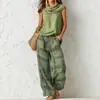 Conjunto transfronterizo europeo y americano de nuevo estilo 2026 para mujer, moda casual retro, top sin mangas y conjunto de pantalones a cuadros