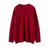 Suéter de Cachemira para Mujer Suelto Perezoso de Punto Suéter Básico Moda Elegante Nuevo Cuello Redondo Suéter de Cachemira de Longitud Media