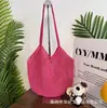 Bolsa de Hilo de Algodón Hecha a Mano con Ganchillo de Gran Capacidad, Bolsa de Mano para el Viaje Diario, Bolsa de Compras, Bolsa de Playa para Vacaciones y Viajes, Bolsa Tejida