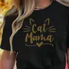 Camisa Casual Feminina de Gola Redonda e Manga Curta Estampada de Algodão Europeia e Americana Sudeste Asiática'