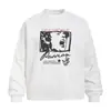 Camiseta Redonda de Manga Larga con Estampado de Personaje Creativo para Hombre, Corte Holgado, Marca de Moda High Street, Camiseta Hip Hop para Primavera y Otoño