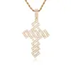 Collar con Colgante de Cruz de Cobre Estilo Hip-Hop Europeo y Americano Full Diamond, Se Puede Ensartar en una Cadena de Piedra Única