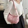 Nova Bolsa Feminina de Ombro Cruzado Grande Capacidade Estilo Coreano Tendência 2025 com Bordado Xadrez de Algodão para Inverno Brilhante Casual