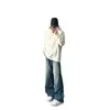 Calça Dirty Fit Azul Lavado Jeans Wide-Leg Reto com Toque de Luxo