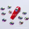 Joias de diamante de fundo plano para nail art, broca para ponta do dedo, cor mágica AB brilhante, formato especial de strass de fundo plano, decoração de unha
