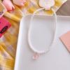 Nuevo Collar Blanco de Perlas de Imitación Simple para Niños Verano Cadena para Clavícula Brillante de Corazón de Princesa Collar para Niña Joyería