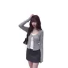 Camiseta de Manga Larga Falsa de Dos Piezas Estilo Coreano para Mujer, Top Versátil Adelgazante de Otoño para Figuras Pequeñas, Top Chic de Nicho