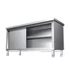 Banco de trabajo de acero inoxidable engrosado 304, gabinete de cocina, mesa de operaciones para uso comercial en restaurantes y en casa, estante de almacenamiento con puerta corrediza