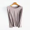 Camiseta básica feminina com camada interna ultrafina, nova T-shirt de manga longa para outono e inverno, slim fit, realçadora da pele, aquecimento infravermelho distante, hidratante para mulheres