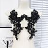 Par de flores bordadas con cuentas multicolores para vestido de novia, pegatinas de encaje con cuentas y flores, accesorios para la cabeza, venta al por mayor