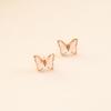 Pendientes de botón de mariposa de plata de ley 925 con circonita de varios colores para mujer, pendientes creativos E278