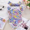 Ropa de bebé transfronteriza Amazon Hot Summer Baby Girl Bolsa de manga voladora estampada Ropa gorda Traje de diadema de escalada