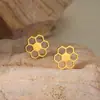 Pendientes de Cadena de Diamantes Geométricos Simples Transfronterizos Europeos y Americanos Diseño de Doble Capa Pendientes de Anillo de Flor de Moda de Gama Alta