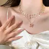 Collar de Borla de Doble Capa con Mariposa Colorida Verano Fresco Gargantilla de Gama Alta Accesorios Cadena para Clavícula Femenina de Nicho