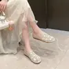 Nuevas Mules Tejidas Caladas de Fondo Plano para Mujer Deslizadores Casuales wish