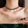 Pendientes de perlas redondas con flor de diamante, pulsera y collar, cadena francesa para clavícula, joyería de alta gama para mujer.
