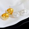 Pendientes de Bola Esmerilada Cepillada Estilo Retro Francés Berseraya para Mujer Diseño de Nicho Sencillos Elegantes Combinan con Todo