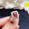 Anillo de granate natural de joyería Caibao con incrustaciones de plata 925 para niñas, regalo navideño, joyería de una generación
