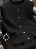 Chaleco de Punto 100% Lana Estilo Otoño e Invierno para Mujer, Cuello Redondo, Cremallera, Cárdigan Suéter sin Mangas, Chal de Cachemira