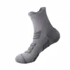 Calcetines de running para hombre de caña media otoño e invierno desodorantes con base de toalla engrosada calcetines deportivos profesionales para maratón color liso antideslizantes
