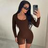 Amazon cross-border roupas femininas 2023 Inverno nova moda sólida cor slim-fit esportes macacão de manga comprida comércio exterior atacado
