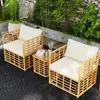 Juego de Sofá y Mesa de Centro Tejidos de Ratán para Exteriores Sala de Estar al Aire Libre Muebles de Patio de Villa Balcón Resistente al Agua Protección Solar Silla de Ratán de Ocio