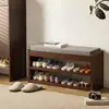 Banco multicapa para cambiarse los zapatos para la entrada, armario para zapatos y asiento combinado, madera maciza, adecuado para entradas estrechas, zapatero pequeño para la entrada
