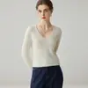 Suéter 100% cachemira pura para mujer, cuello en V, jersey otoño/invierno, suéter de punto, suave y cómodo, corte ajustado, favorecedor y adecuado como capa interior