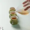 Ino Kiyosong Lindo Conejo Brote Verde Set de Té Kung Fu - Una Tetera y Cuatro Tazas, Vajilla de Té Pintada a Mano de Alta Gama, Regalo de Negocios