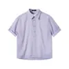 Camisa Azul Marinho Falsa de Duas Peças de Manga Curta para Homens, Roupa de Verão, Camiseta Listrada de Seda Gelada, Camisa de Manga Curta com Gola para Casais