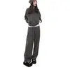 Traje de Moda Deportiva Casual para Mujer en Otoño e Invierno Estilo Nuevo de Gama Alta Elegante Sudadera con Capucha y Cremallera Pantalones Rectos Conjunto de Dos Piezas