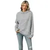 Suéter de Moda Transfronterizo para Mujer Color Sólido Polar Cálido Otoño e Invierno Sudadera con Capucha Personalizada Holgada Jersey Top