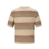 Camiseta de Punto Holgada Transpirable con Rayas de Bloques de Color Huecas Estilo Old Money, Nuevo Top Casual Suelto de Verano