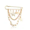 Joyería Transfronteriza Europea y Americana Colgante de Estrella de Cinco Puntas de Metal Personalizado Broche Colgante con Borla Pin de Estrella de Moda Versátil