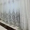Tela de janela bordada simples moderna cortina de gaze bordada cortina para sala de estar quarto janela saliente tela de janela de varanda gaze transparente