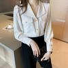 Camisa para Mujer, Top de Color Albaricoque de Nicho con Cuello, Nueva Camisa Versátil de Manga Larga Primavera y Otoño 2024, Moda Profesional para Mujer