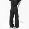 Marca de moda americana pantalones de traje rectos plisados marca limpia para hombre retro calle sueltos caída suelta sensación de holgura casual pantalones largos