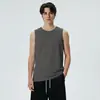 Chaleco Deportivo Transpirable de Algodón Puro para Hombre, Camiseta Base de Color Sólido para Verano, Talla Grande Holgada de Peso Pesado sin Mangas
