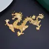 Pingente unilateral em relevo de ferro alto galvanizado com dragão e fênix, para DIY de Hanfu estilo antigo, cheongsam e acessórios de cabelo com motivos do zodíaco